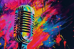 Westfalen Weser Kultstarter Mikrofon: ein sehr buntes Bild mit Farbklecksen 