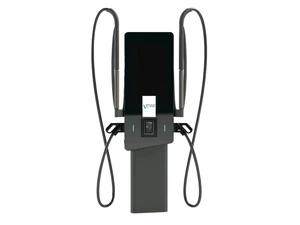 Die Hypercharger HYC-50 Schnellladesäule für Unternehmen und Kommunen lädt Elektrofahrzeuge mit zwei Ladekabeln schnell und effizient.