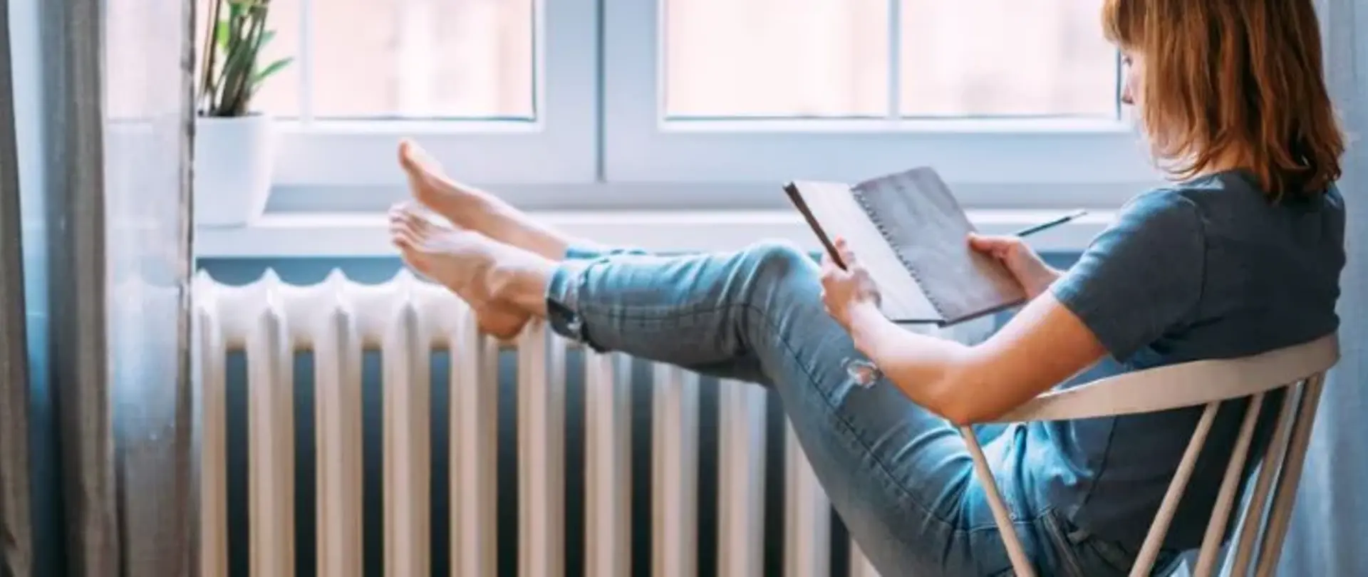 Lesen an der Heizung