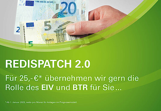 Aufmacherbild ESW Redispatch mit grünem Hintergrund und 25 Euro in Scheinen dargestellt