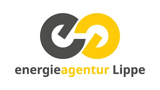 Energieagentur Lippe Logo Man sieht das braun-gelbe Logo der Energieagentur Lippe