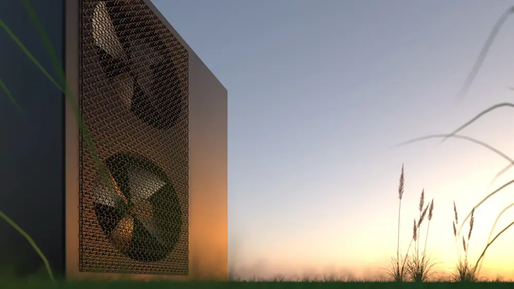Wärmepumpe in der Abendsonne