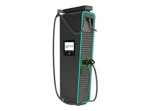 Die Hypercharger HYC-200 Schnellladesäule für Unternehmen und Kommunen lädt Elektrofahrzeuge mit zwei Ladekabeln schnell und effizient.