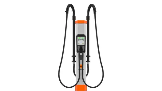 Das Kempower Satellite Ladesystem ermöglicht an mehreren Standorten das gleichzeitige Laden von bis zu acht Elektrofahrzeugen mit hoher DC-Leistung.