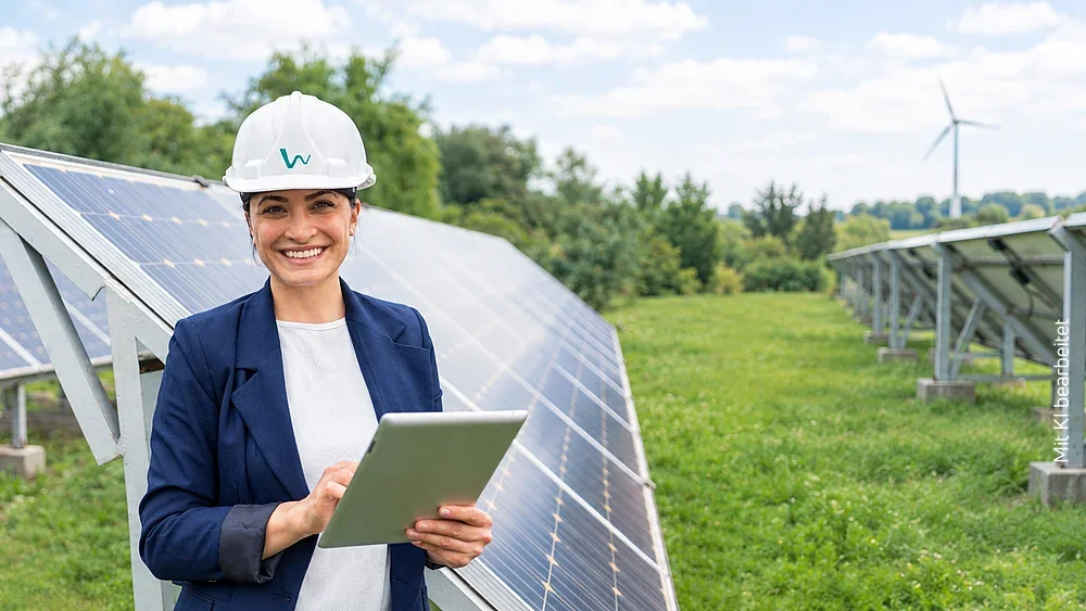 Ingenieurin von Westfalen Weser bei PV Anlage